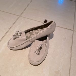 Lands’ End suede moccasin, size 10, beige
